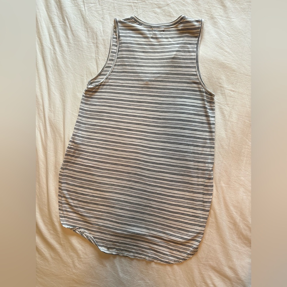 T.La Striped V-Neck Tank Top - White & Black - Picture 2 of 4